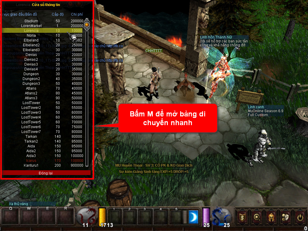 Chức năng chính của Game MU Ba Miền Chức năng chính của Game MU Ba Miền
